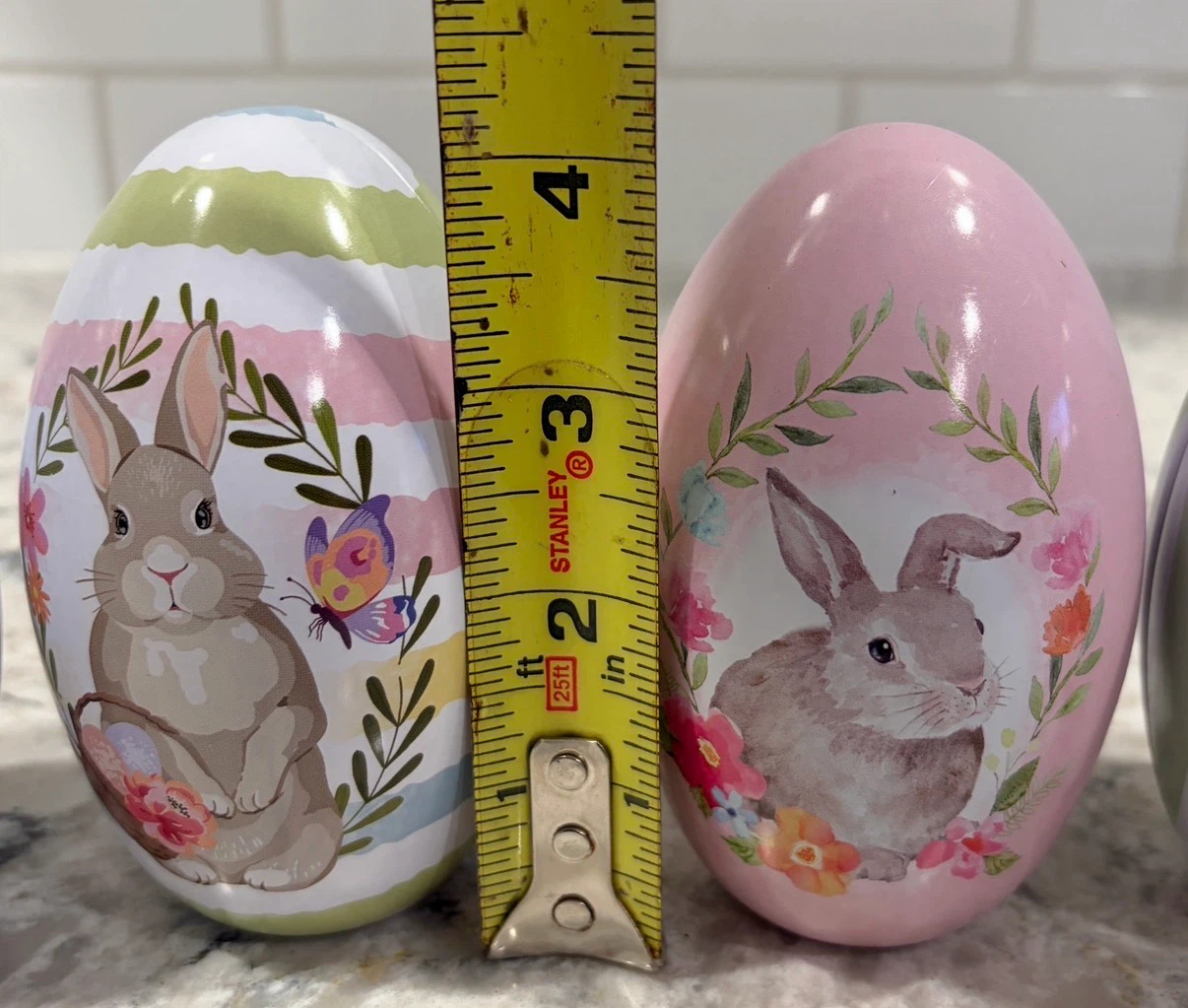 Set of 4 Metal Easter Bunny Egg Tins – Fillable Storage Eggs - photo 4