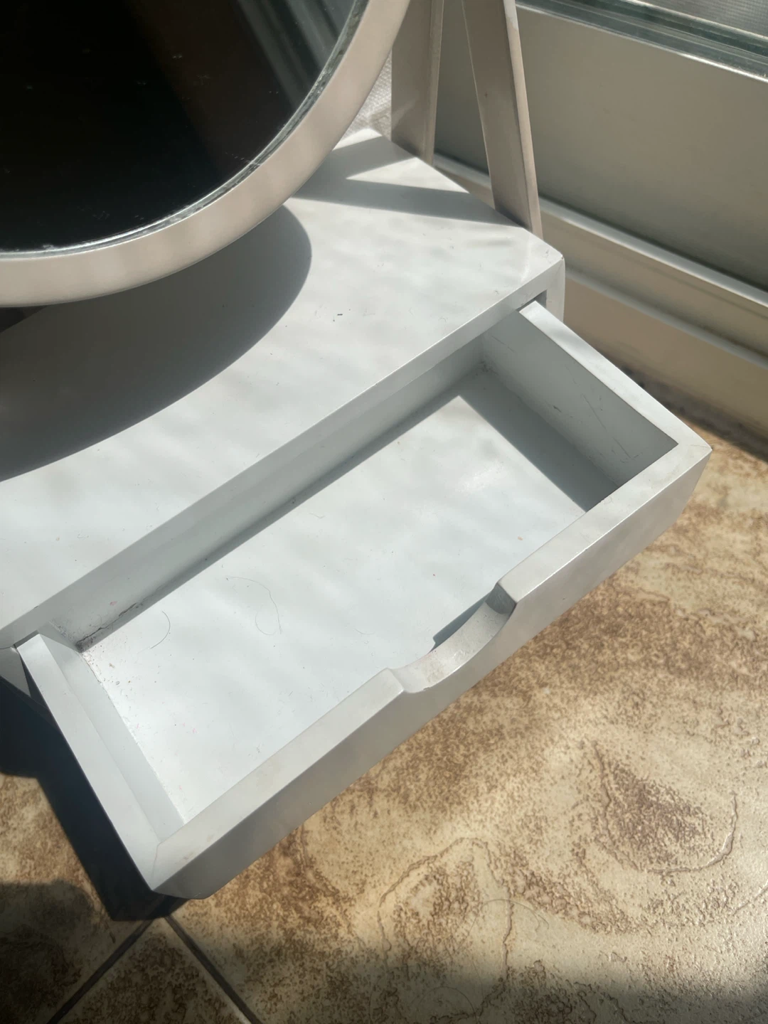 White Vanity Mirror with Drawer - photo 2
