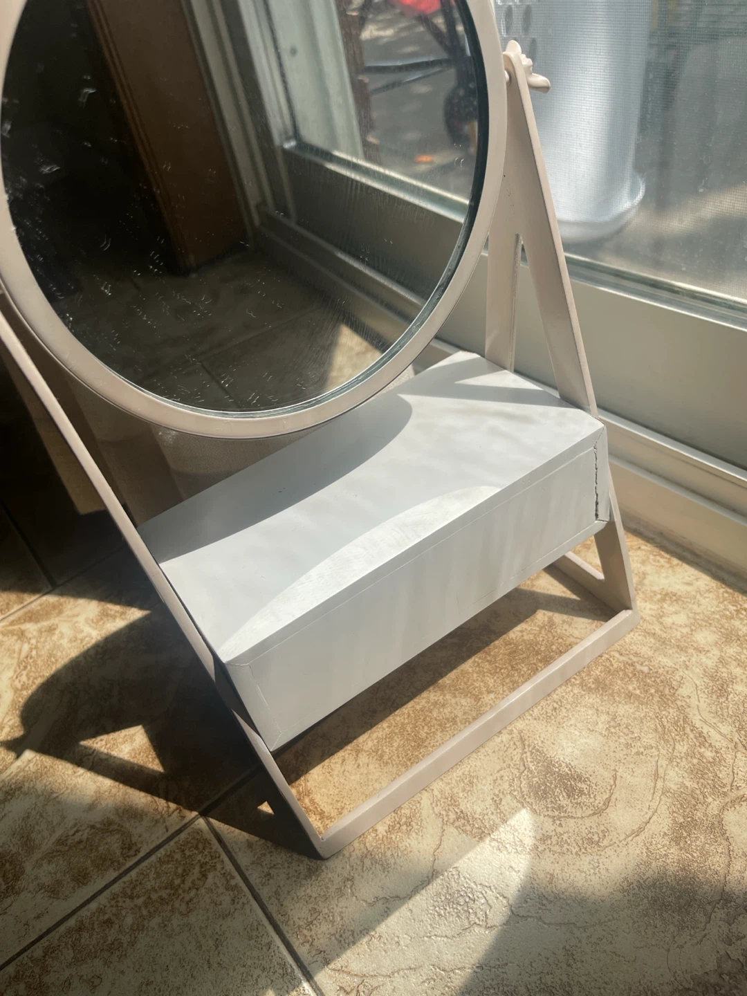 White Vanity Mirror with Drawer - photo 3