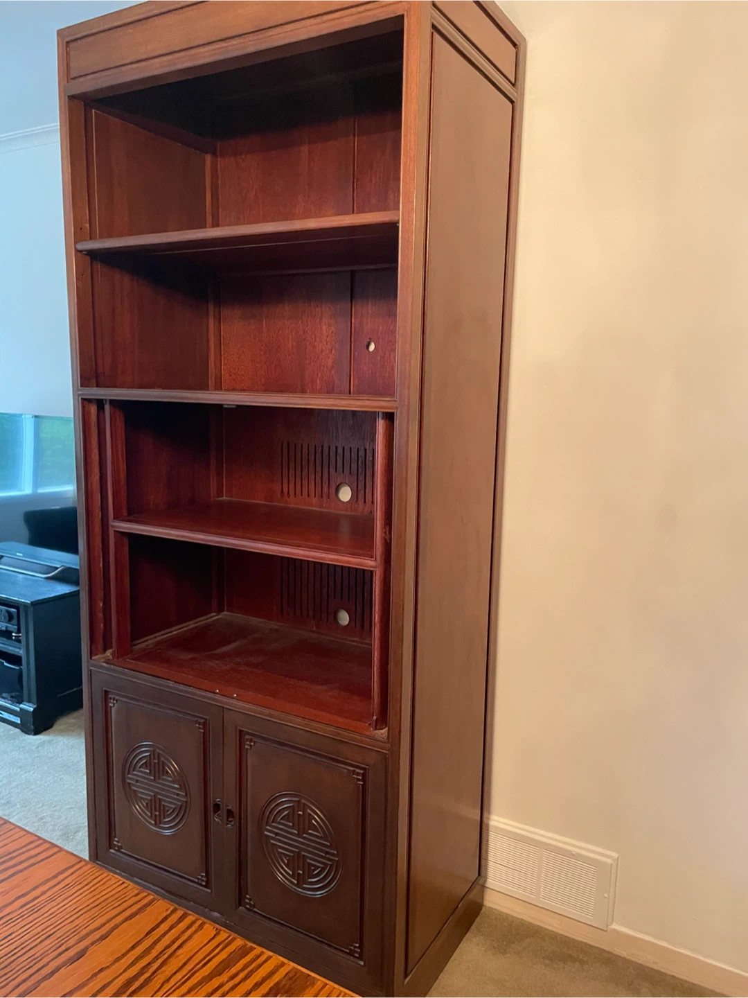 Wooden Bookshelf with Cabinet
