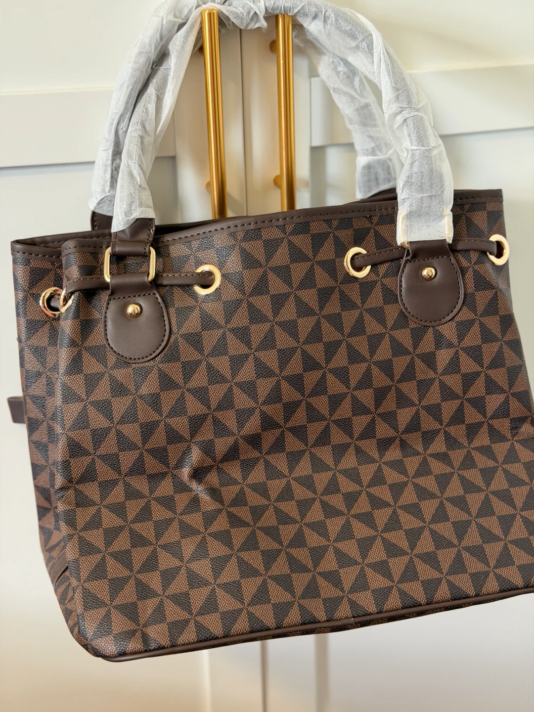 Brown Monogram Tote Bag with Shoulder Strap - photo 3