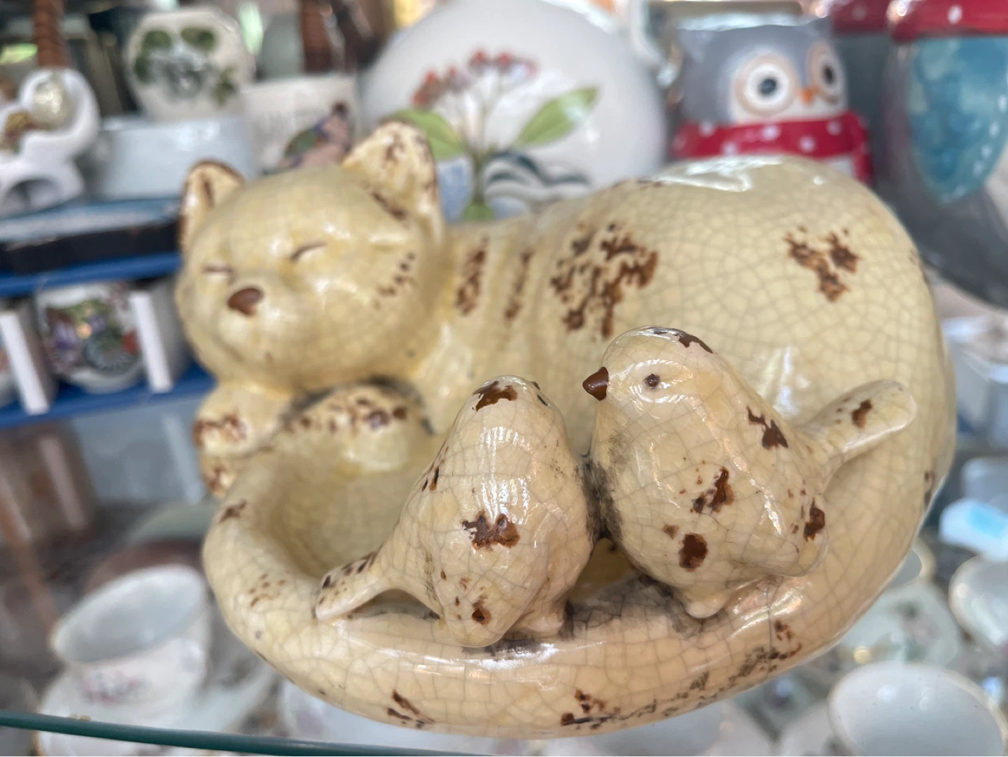 Ceramic Cat with Birds Trinket Dish - photo 2