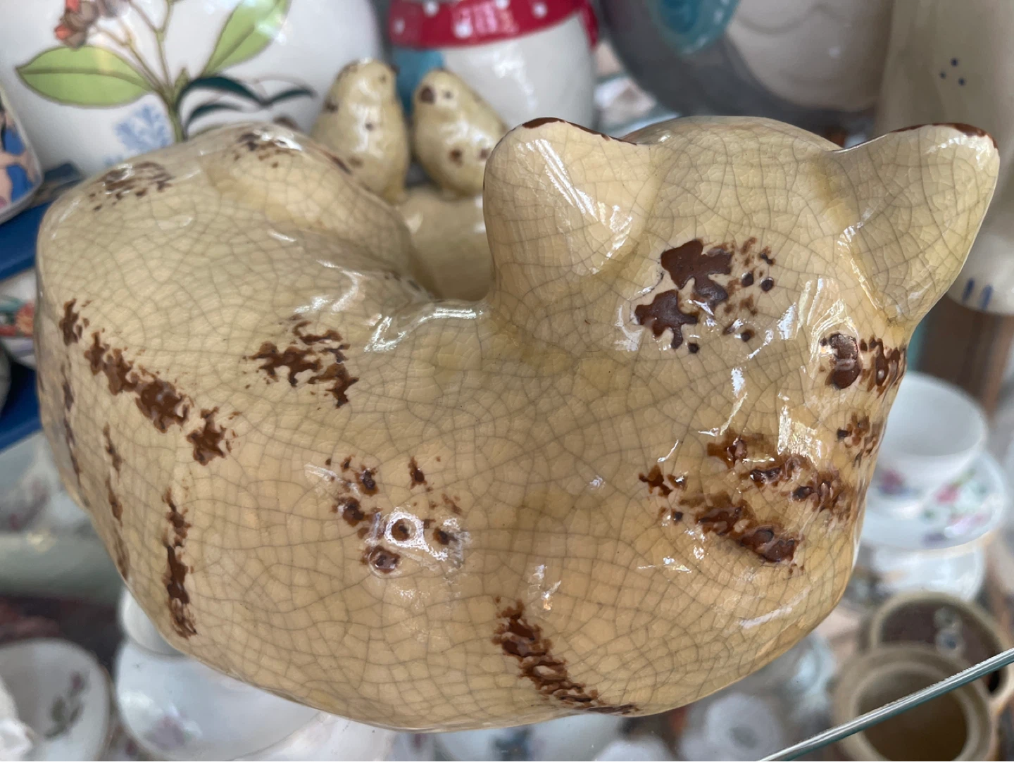 Ceramic Cat with Birds Trinket Dish - photo 3