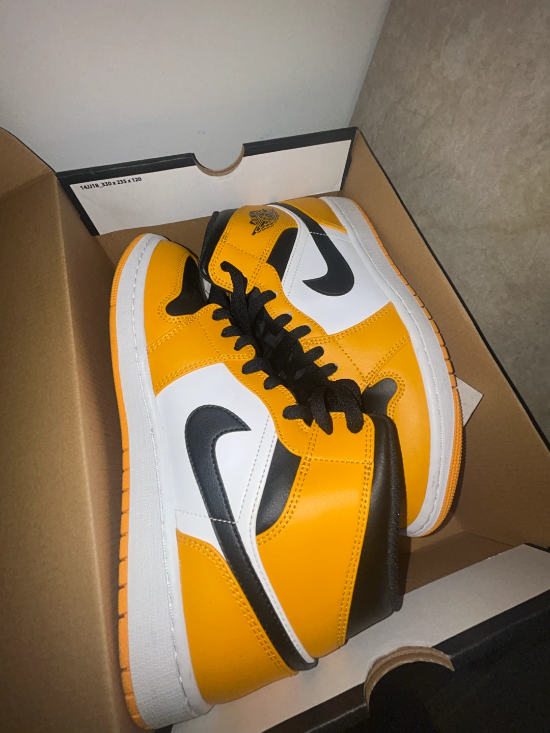 Air Jordan 1 Mid Yellow Black White Sneakers