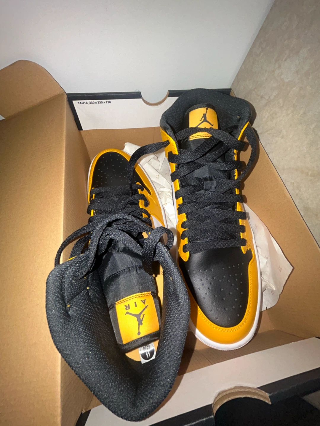 Air Jordan 1 Mid Yellow Black White Sneakers - photo 2