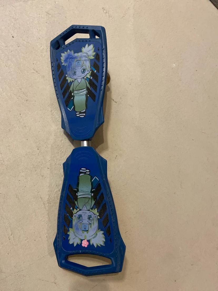 Blue 2-Wheel Scooter Board with Anime Graphics