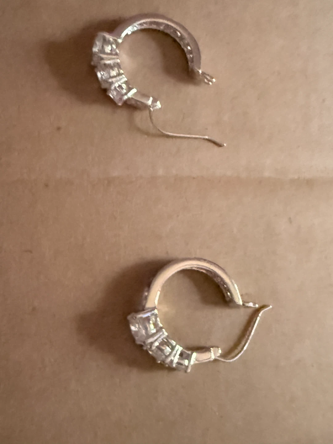 Silver Hoop Earrings with Rhinestones