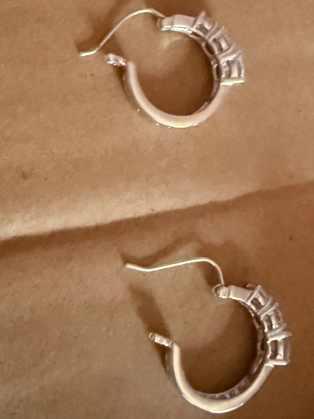Silver Hoop Earrings with Rhinestones - photo 2