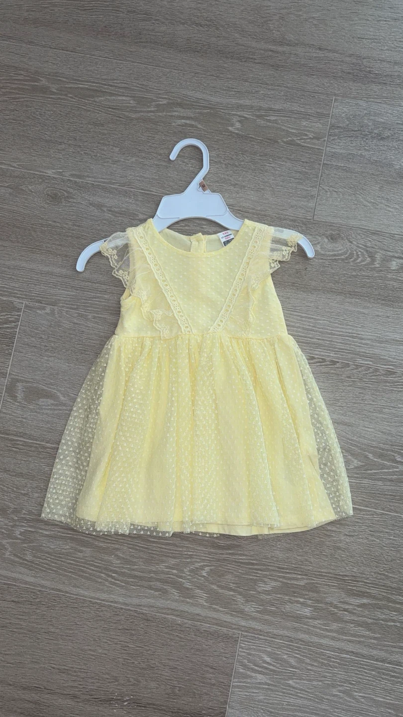 LC Waikiki Kids Yellow Dress with Lace Trim