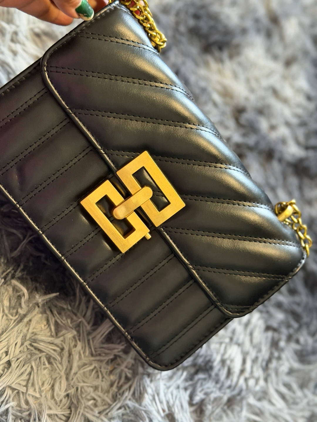 Black Quilted Chain Bag