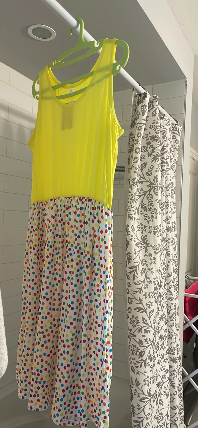 PatPat Yellow Polka Dot Dress - XL