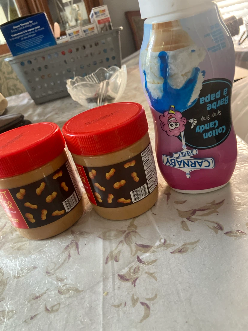 2x Peanut Butter Jars & Cotton Candy Syrup