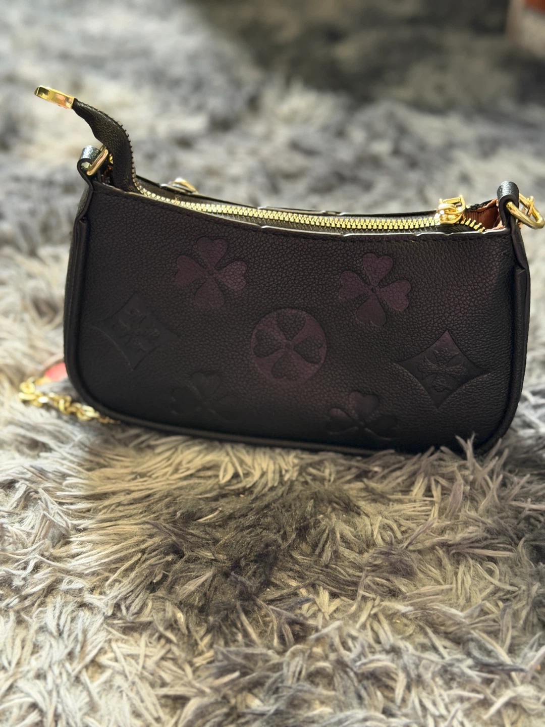Black Embossed Shoulder Bag