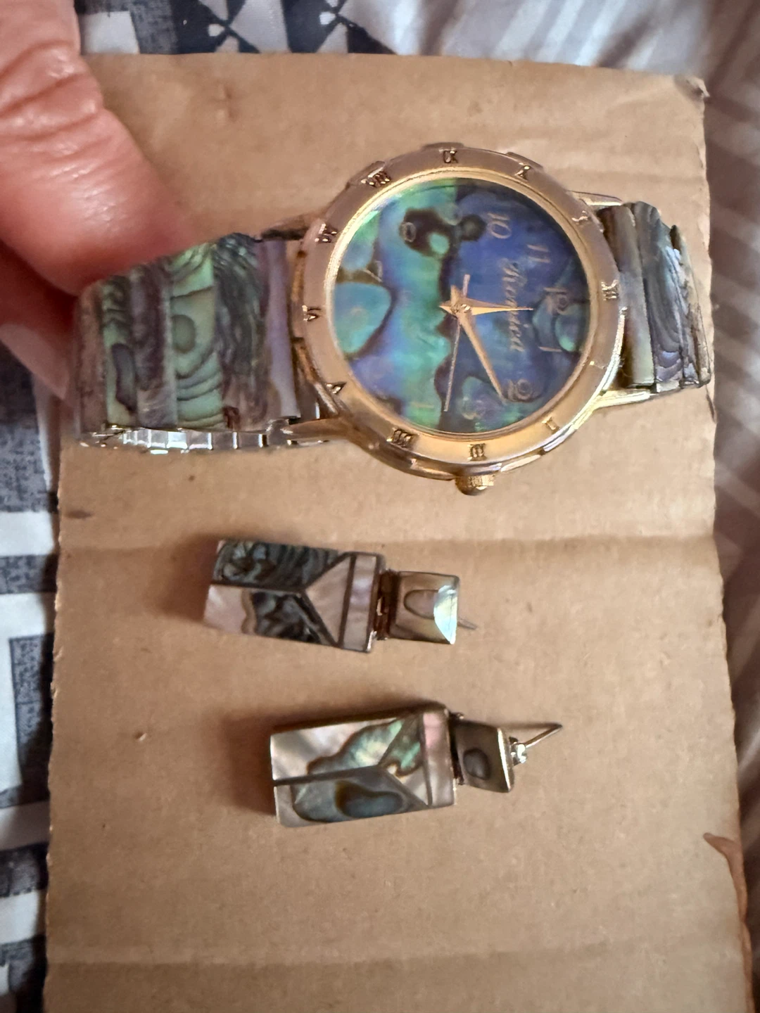 Abalone Watch and Earrings Set