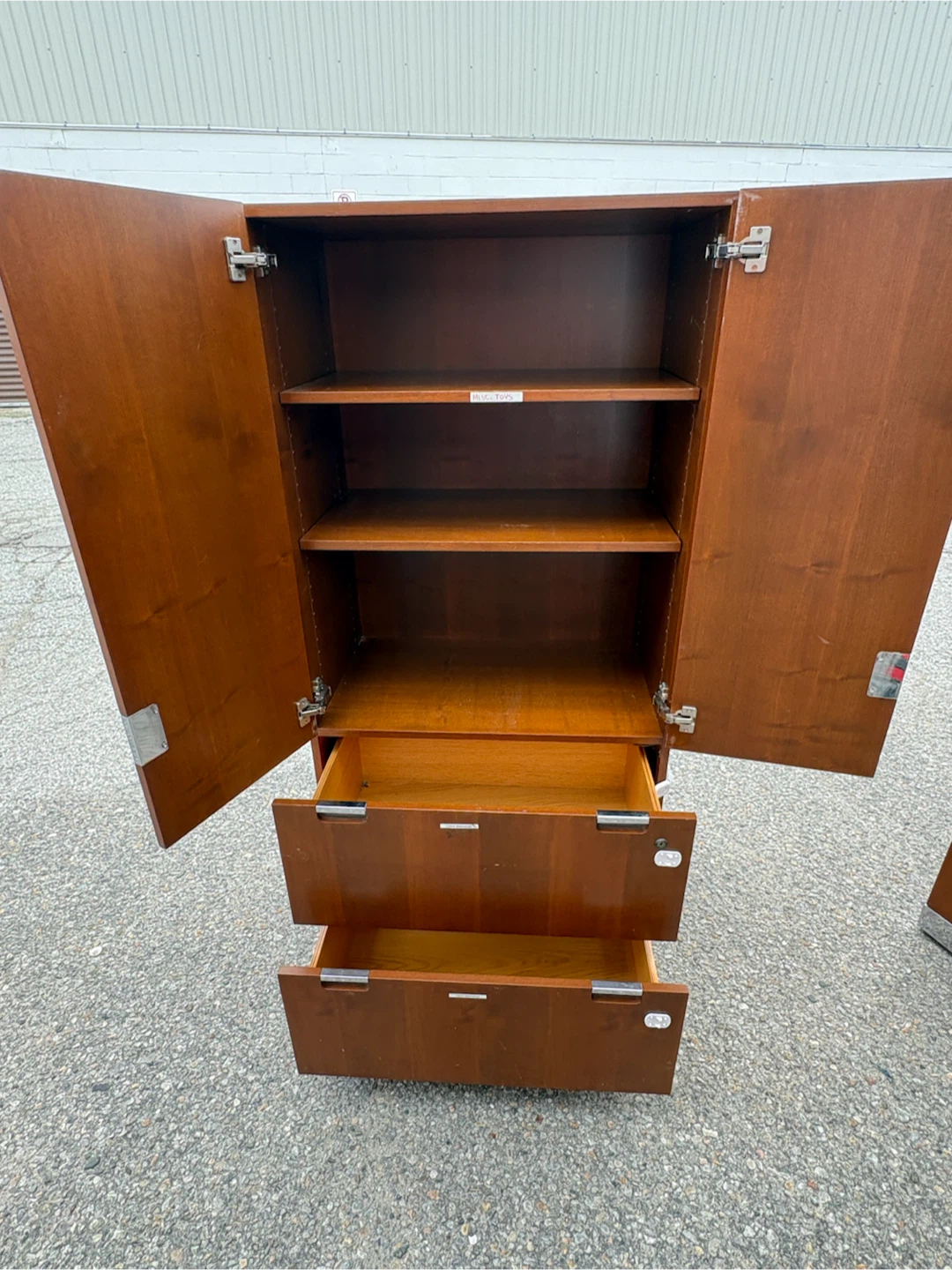 Free delivery used Wooden Cabinet with Shelves and Drawers - photo 2