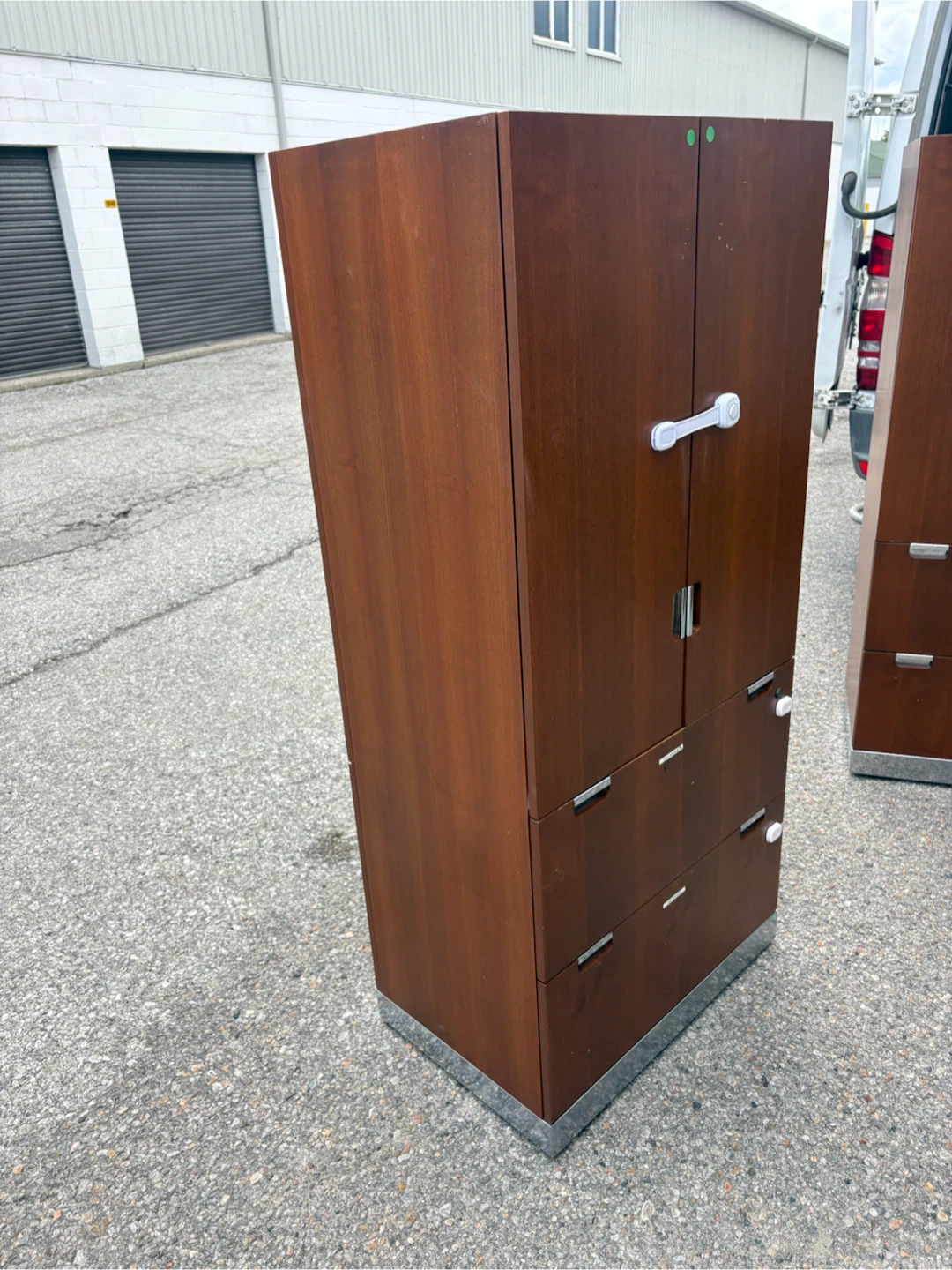 Free delivery used Wooden Cabinet with Shelves and Drawers - photo 4
