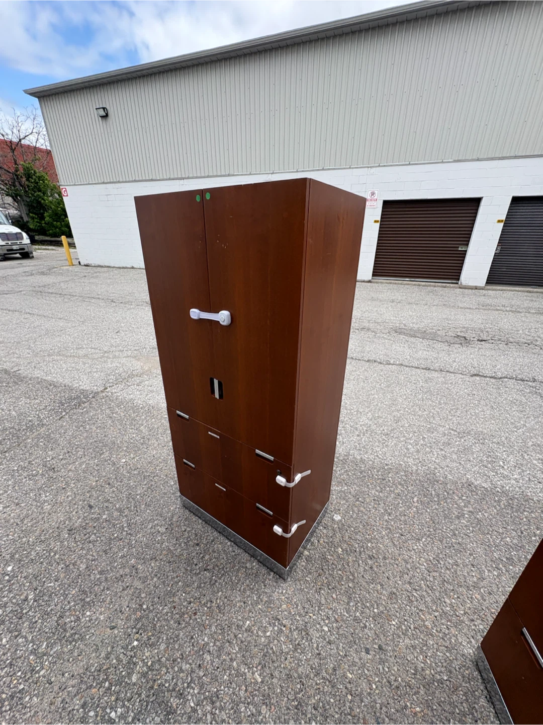 Free delivery used Wooden Cabinet with Shelves and Drawers - photo 5