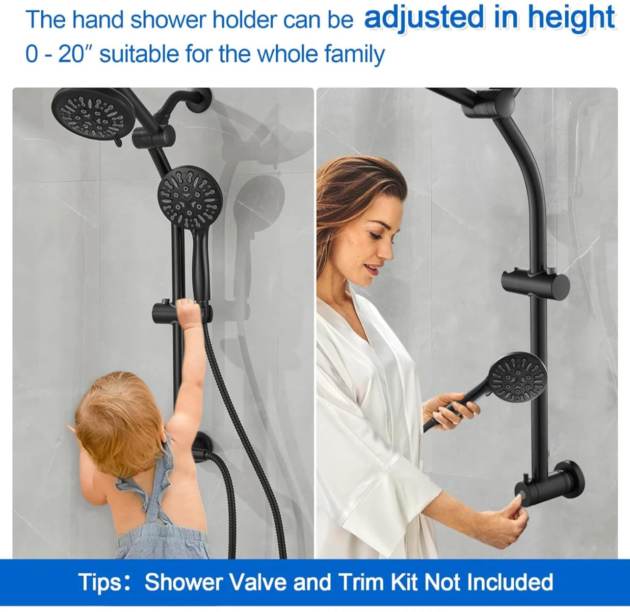 Black Shower Head Combo with Adjustable Hand Shower - photo 4