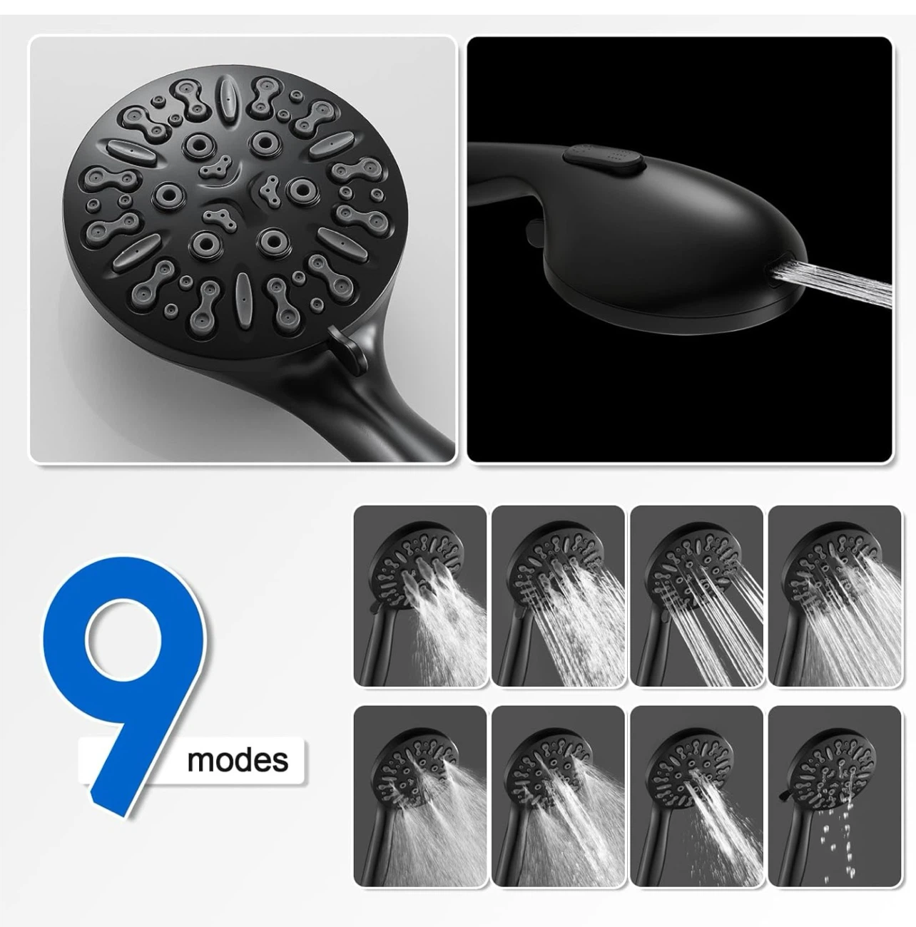 Black Shower Head Combo with Adjustable Hand Shower - photo 5
