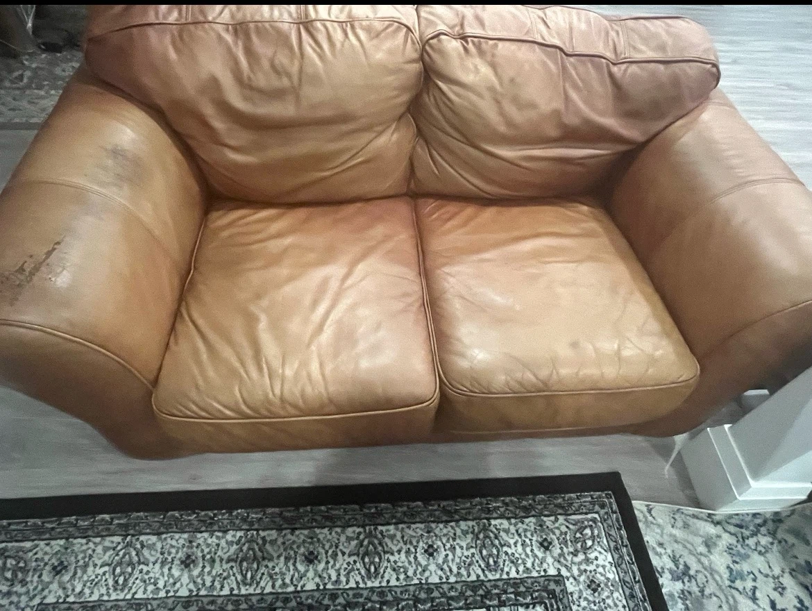 Brown Leather Loveseat
