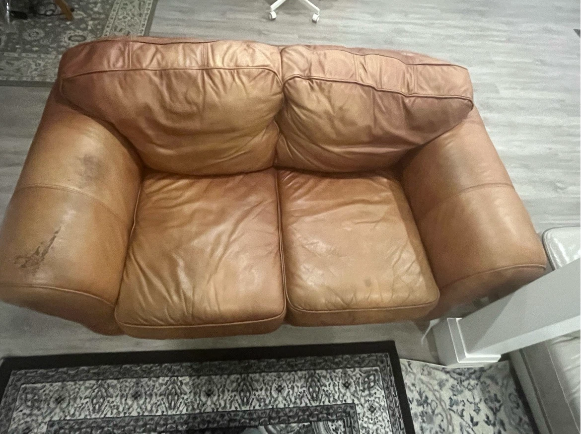 Brown Leather Loveseat - photo 2