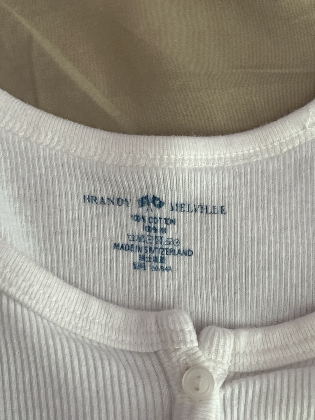 Brandy Melville White Ribbed Henley Tank Top - photo 2