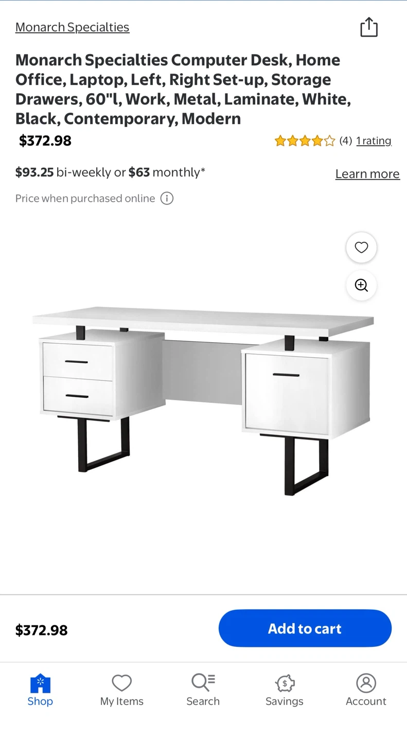Monarch Specialties Computer Desk White - photo 4