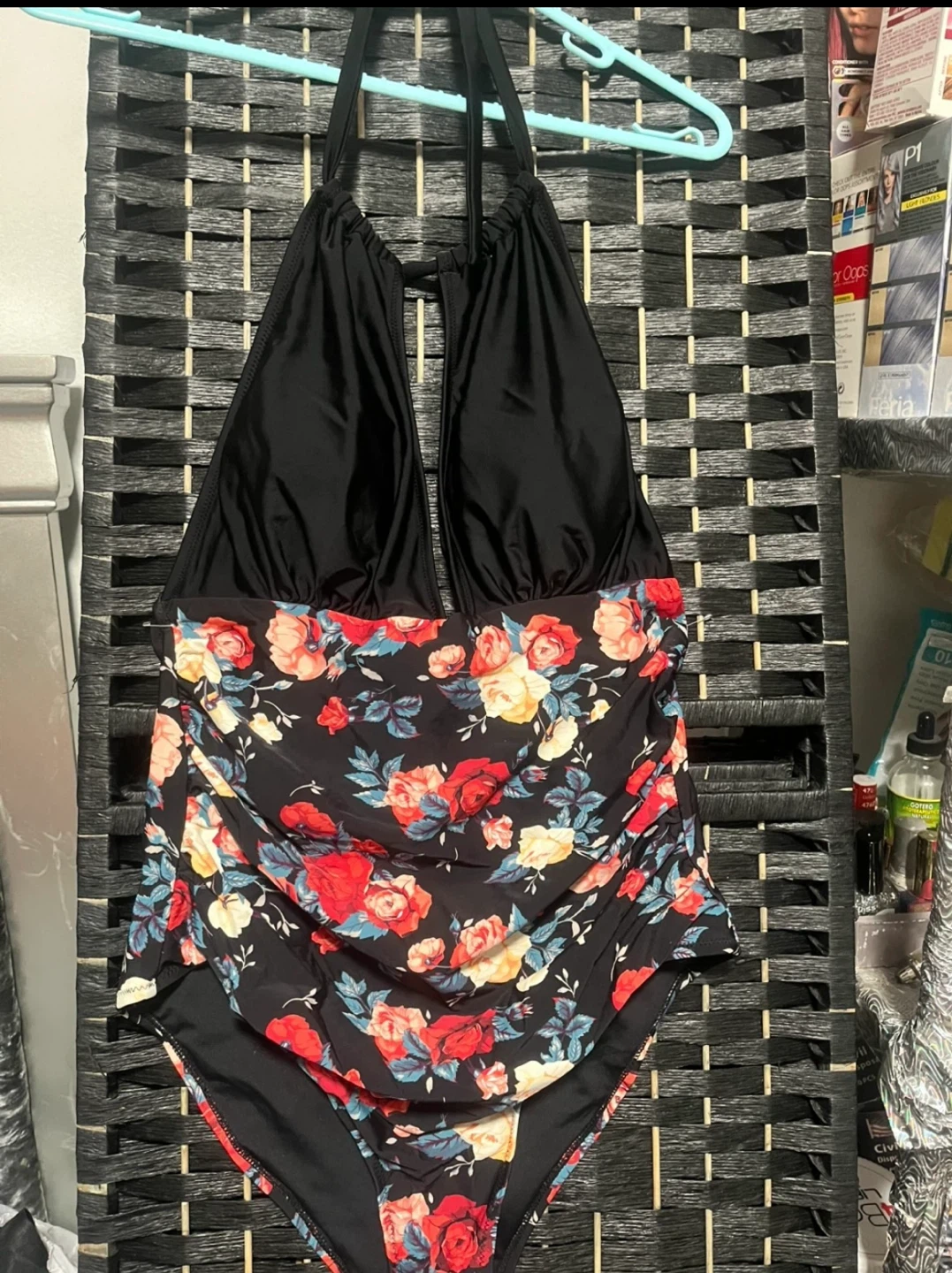 Women's Black Floral One-Piece Swimsuit - photo 2