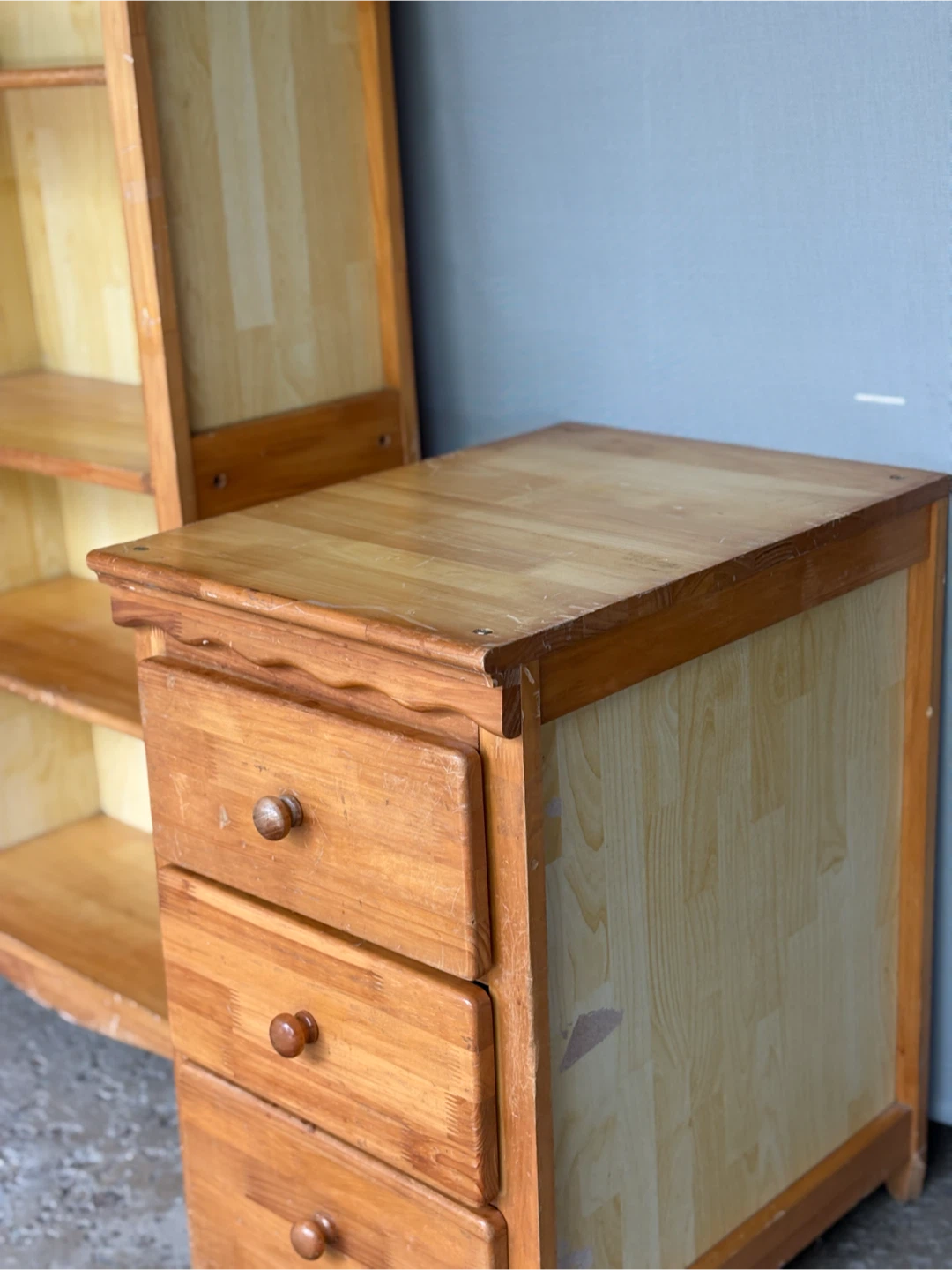 Wooden Bookshelf and 3-Drawer Cabinet Set - photo 2