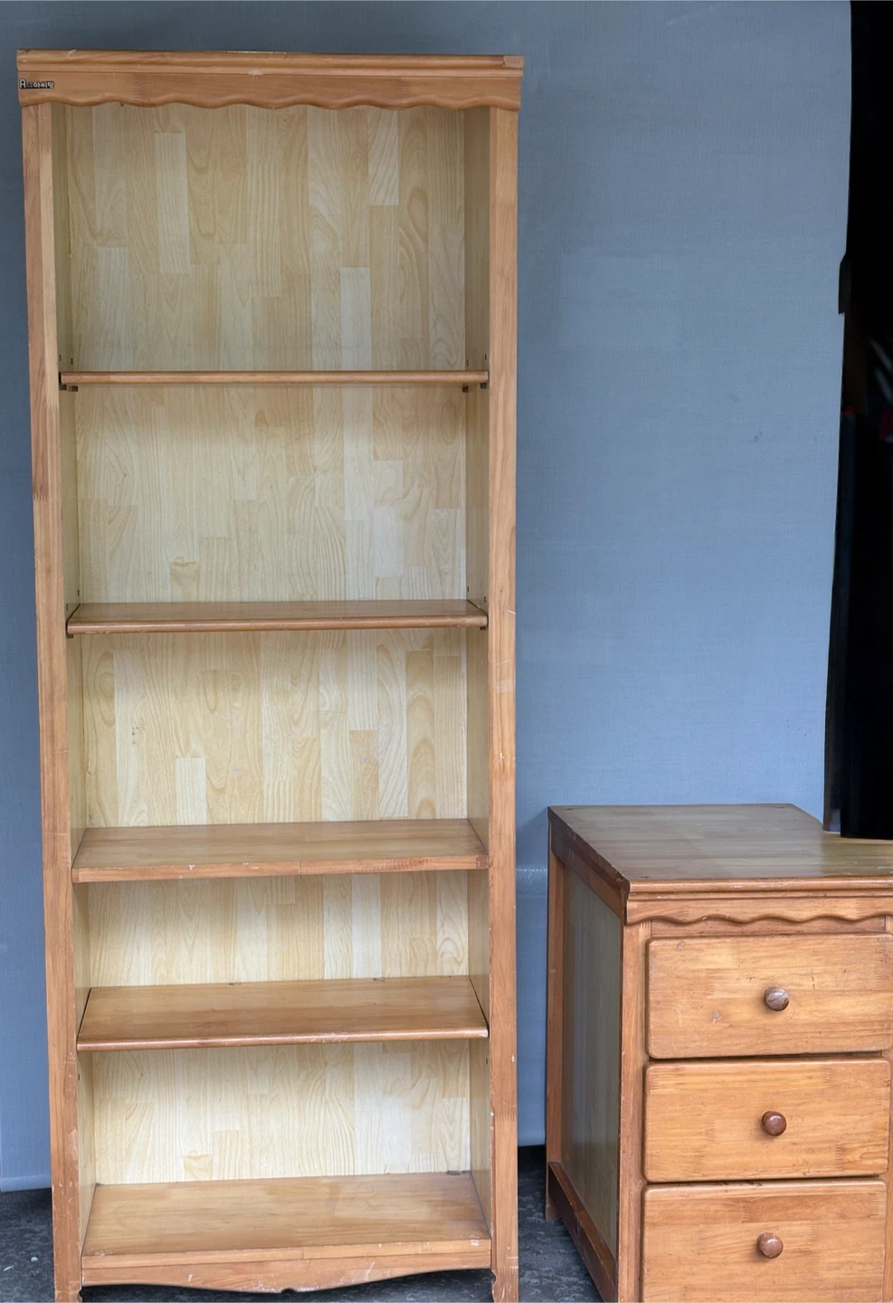 Wooden Bookshelf and 3-Drawer Cabinet Set - photo 3
