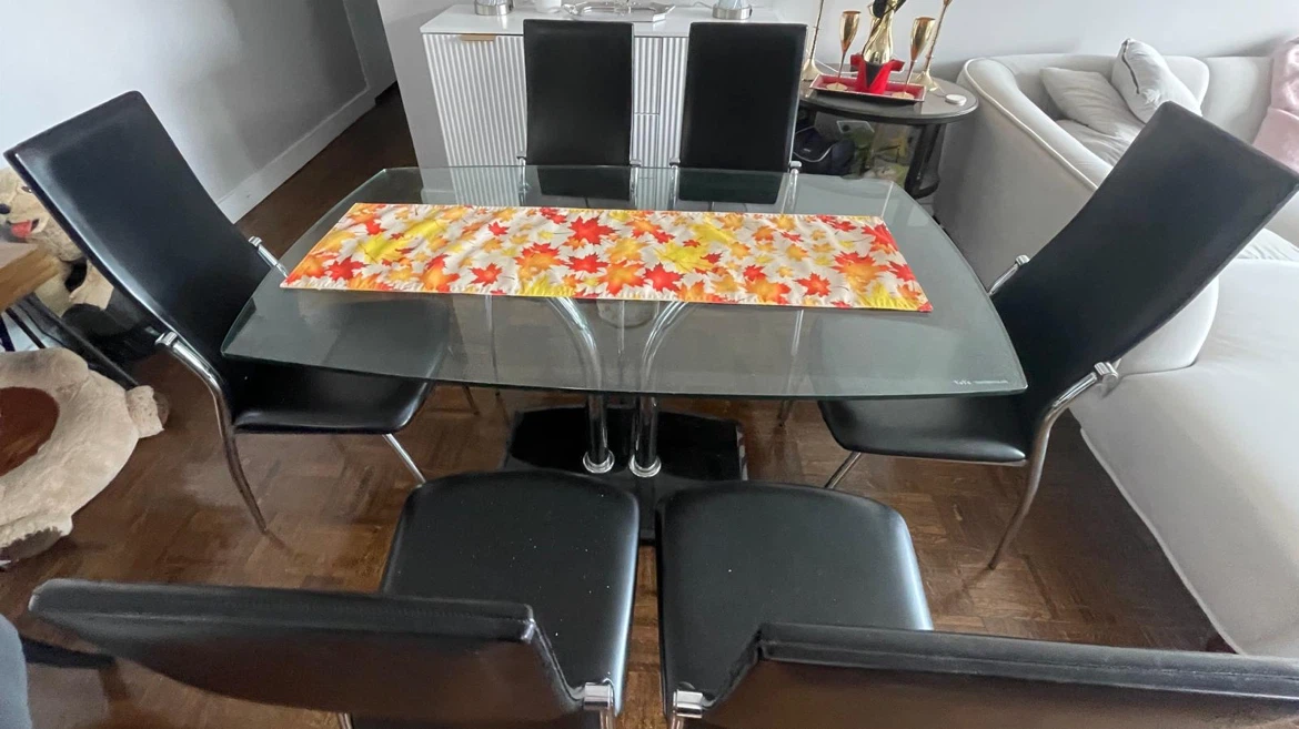 Glass Dining Table Set with 6 Chairs - photo 2