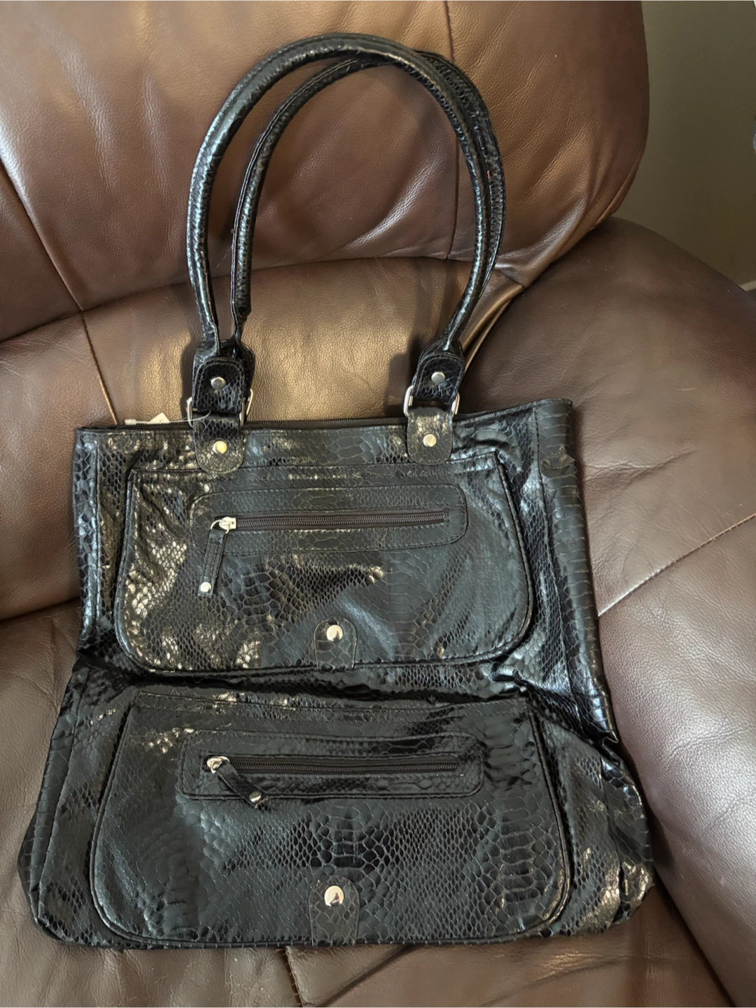 Black Snake Print Tote Bag