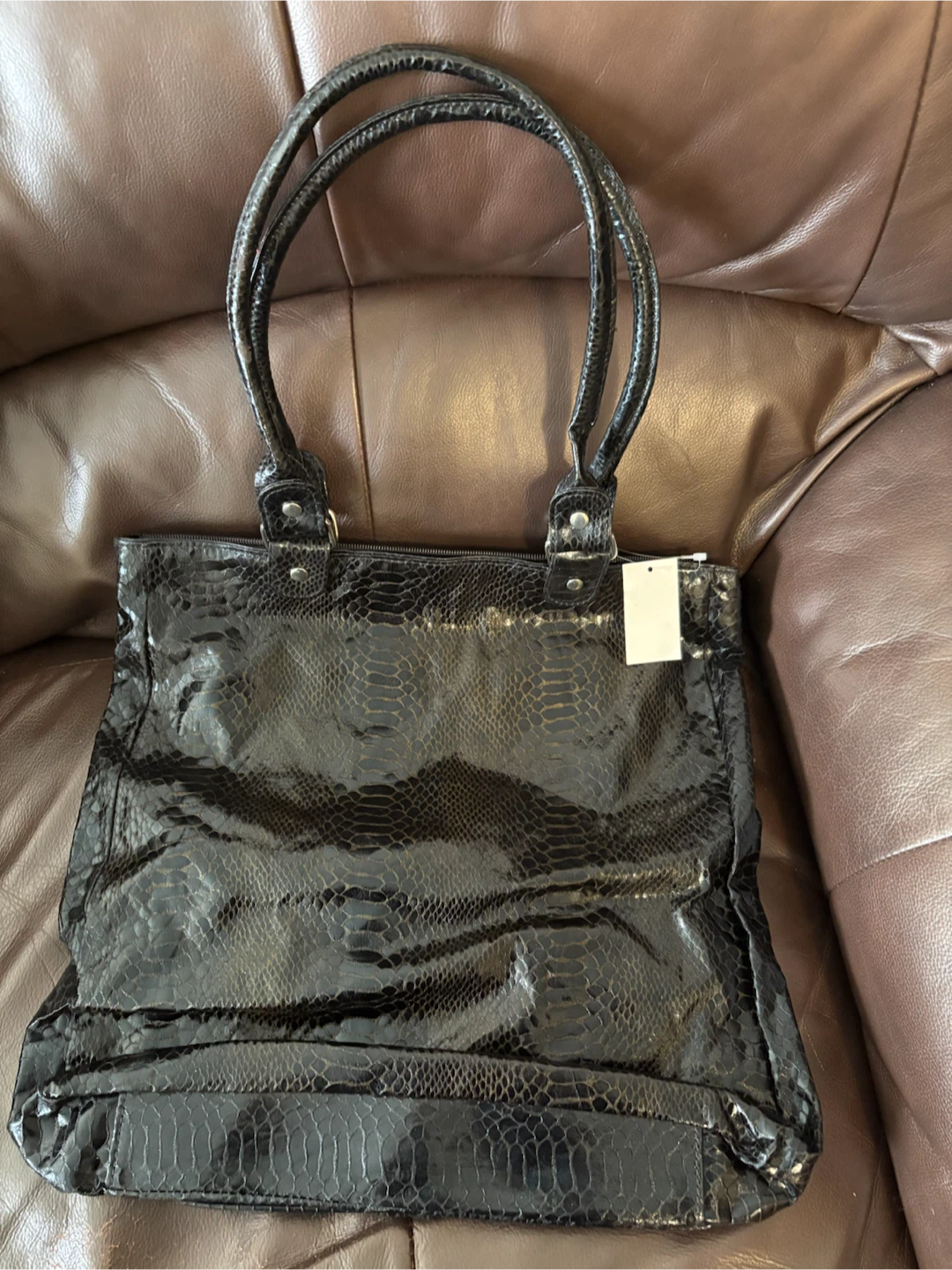 Black Snake Print Tote Bag - photo 2