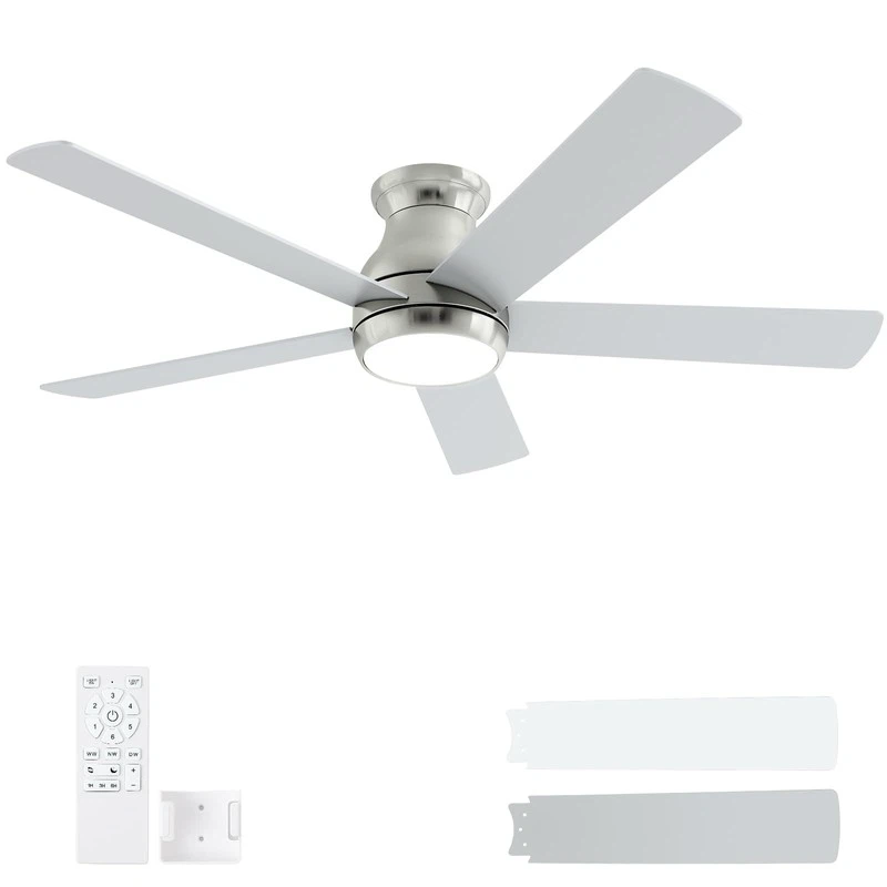 Pochfan Brushed Nickel Ceiling Fan with Light