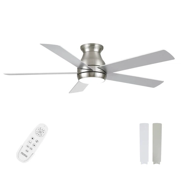 Pochfan Brushed Nickel Ceiling Fan with Light - photo 2