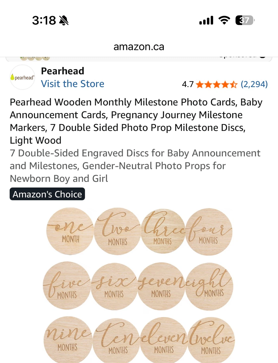 Pearhead Wooden Monthly Milestone Photo Cards - photo 3