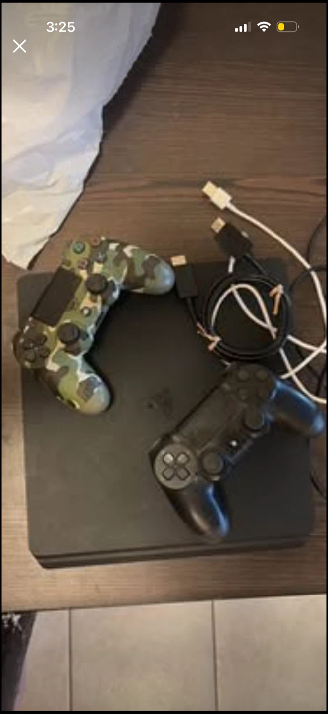 PS4 Slim Console with 2 controllers and wires