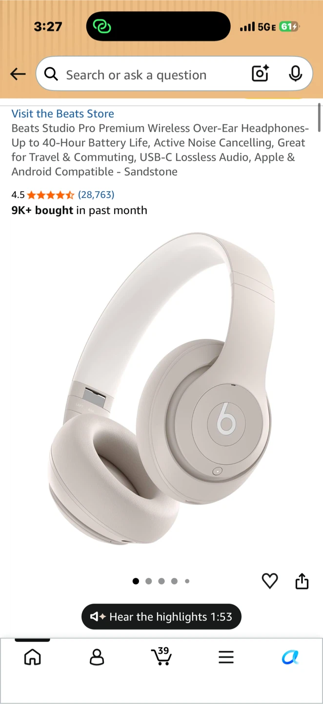 Beats Studio Pro Wireless Over-Ear Headphones - Sandstone