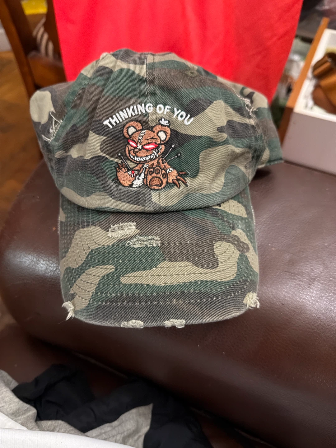 Camouflage Baseball Cap "Thinking Of You" Teddy Bear
