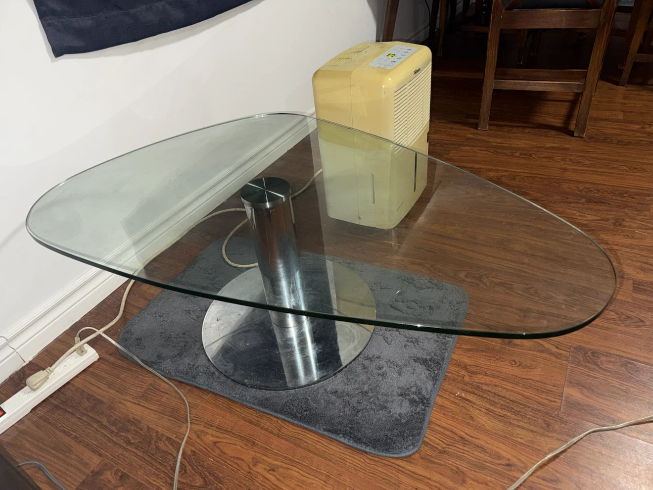 Glass Coffee Table with Metal Base