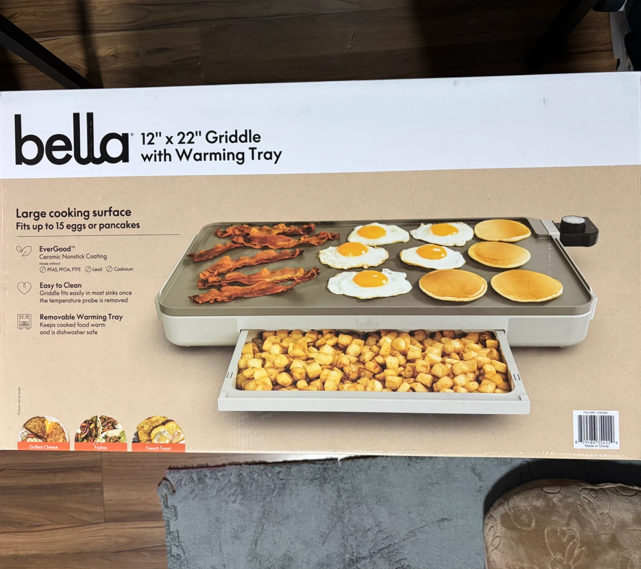 Bella 12" x 22" Electric Griddle with Warming Tray