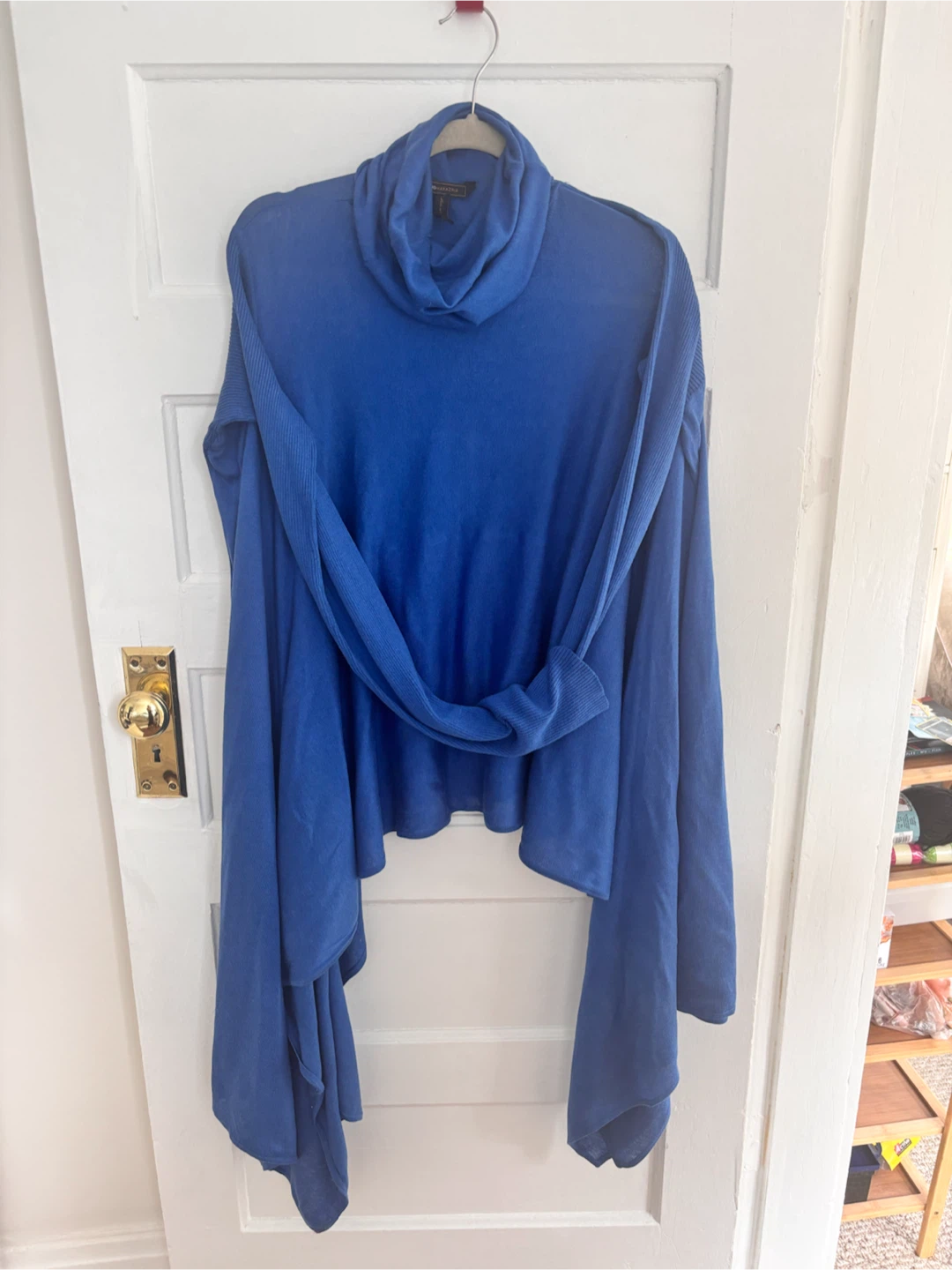 BCBGMAXAZRIA Blue Waterfall Cardigan Sweater Size L