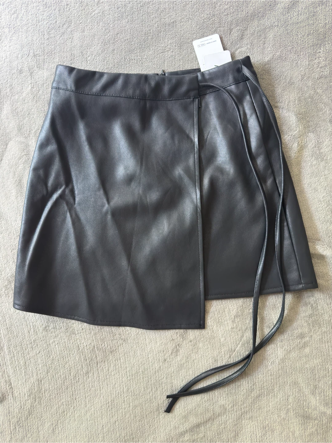 Black Faux Leather Wrap Skirt - photo 2
