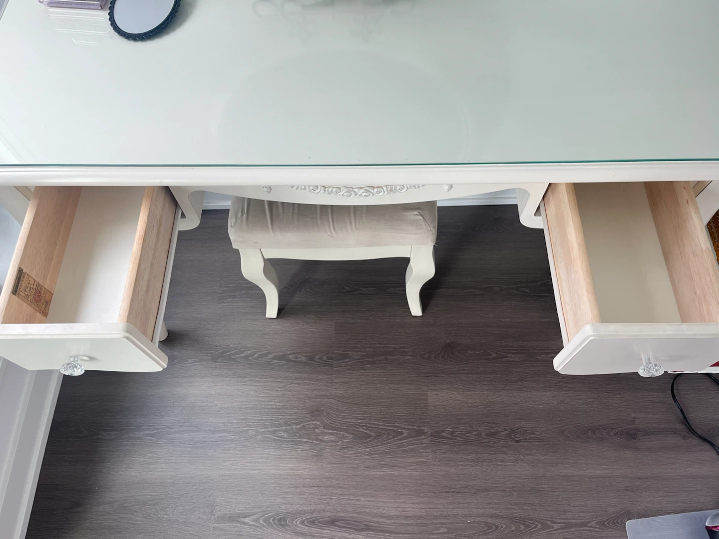 Vanity Desk with Mirror and Stool - photo 3