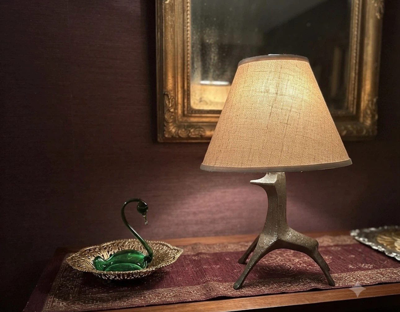 Vintage Brutalist Cast Metal Sculptural Table Lamp | Mid-Century - photo 2