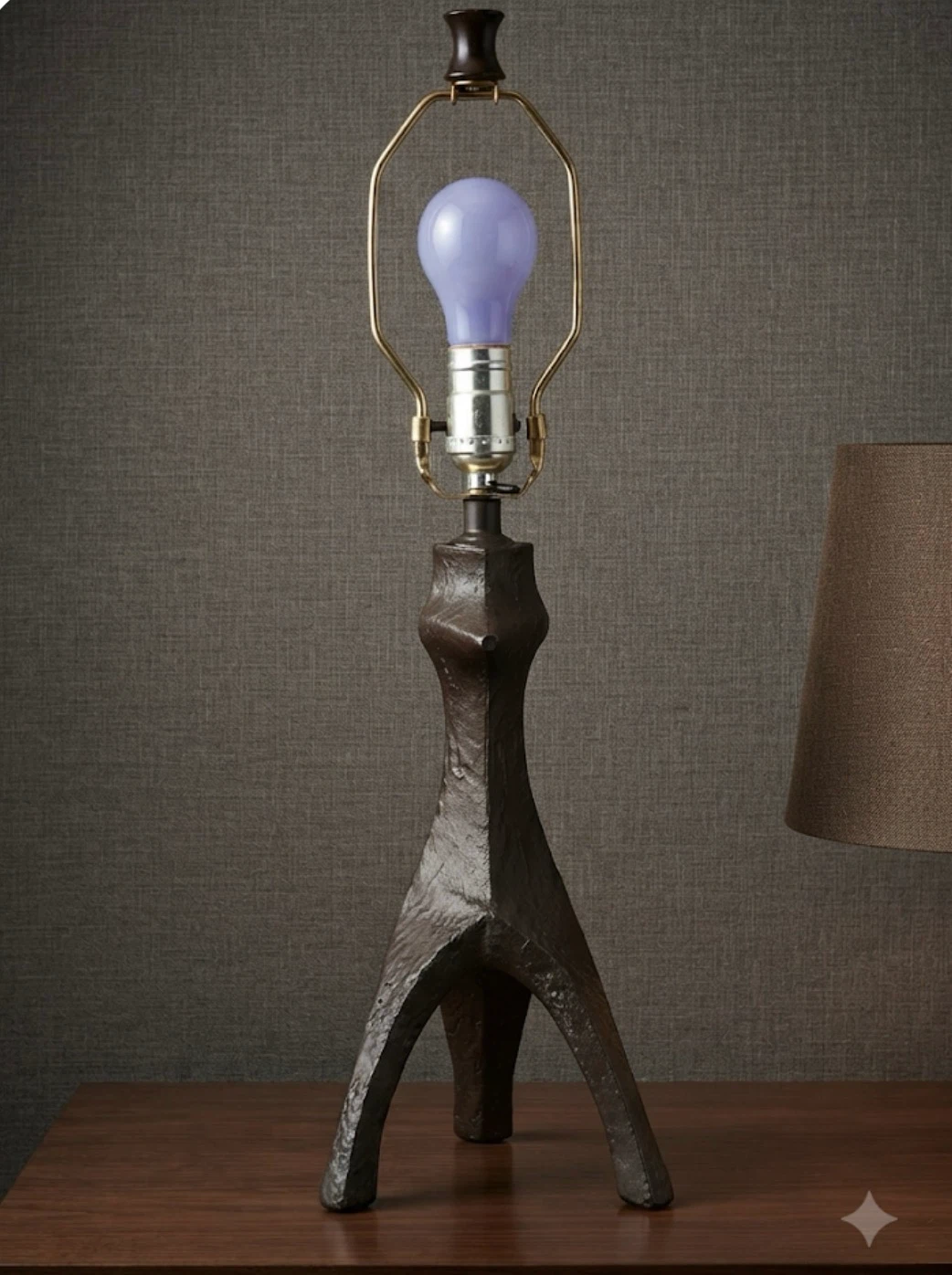 Vintage Brutalist Cast Metal Sculptural Table Lamp | Mid-Century - photo 3