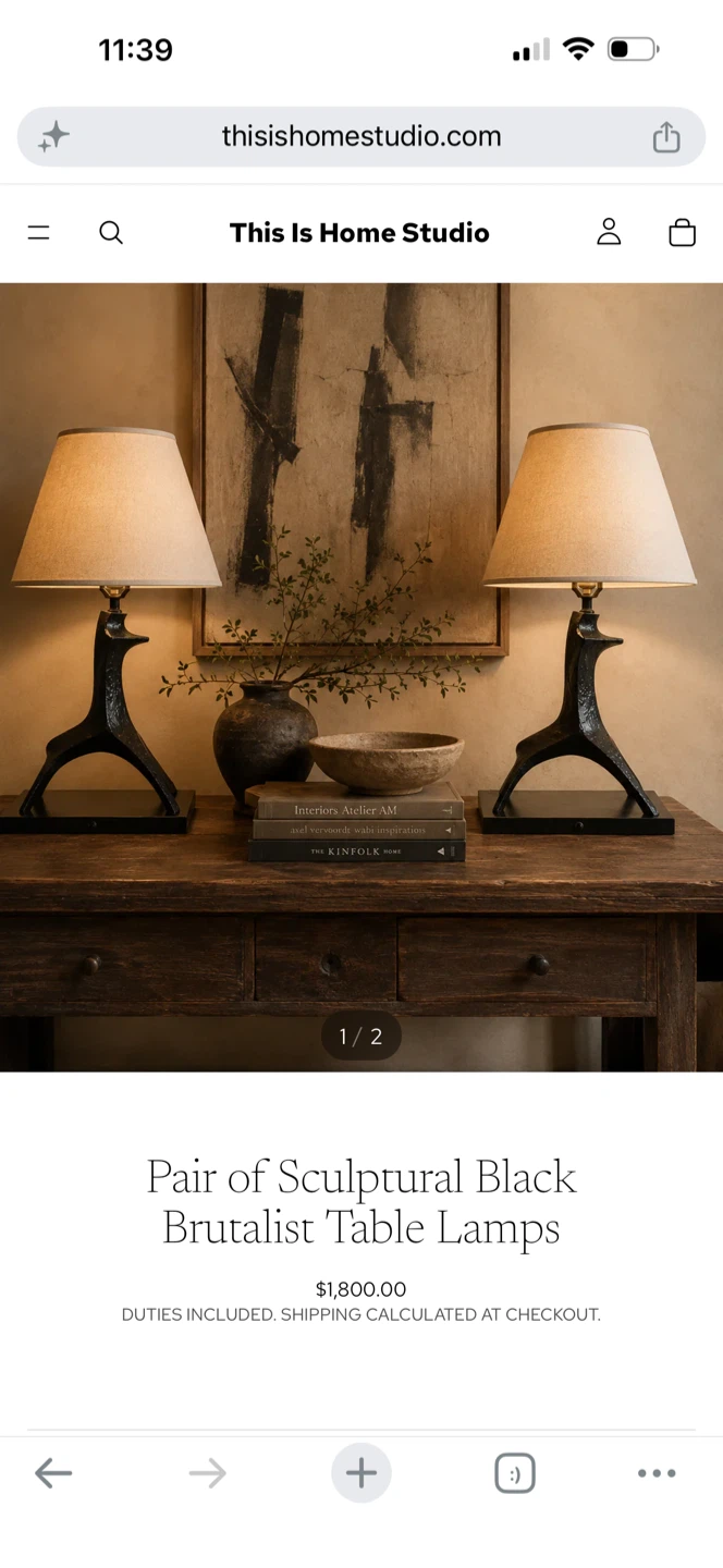 Vintage Brutalist Cast Metal Sculptural Table Lamp | Mid-Century - photo 4