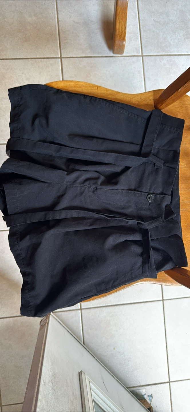 Black High-Waisted Belted Shorts