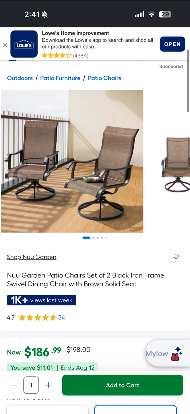 Patio Chairs Set of 4 - photo 2