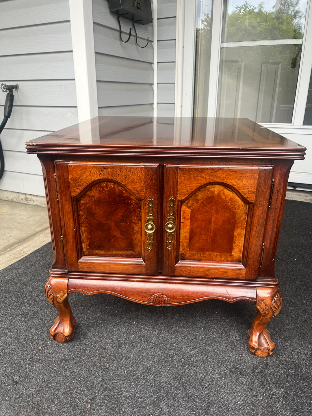 Vintage Wooden Side Table with Cabinet